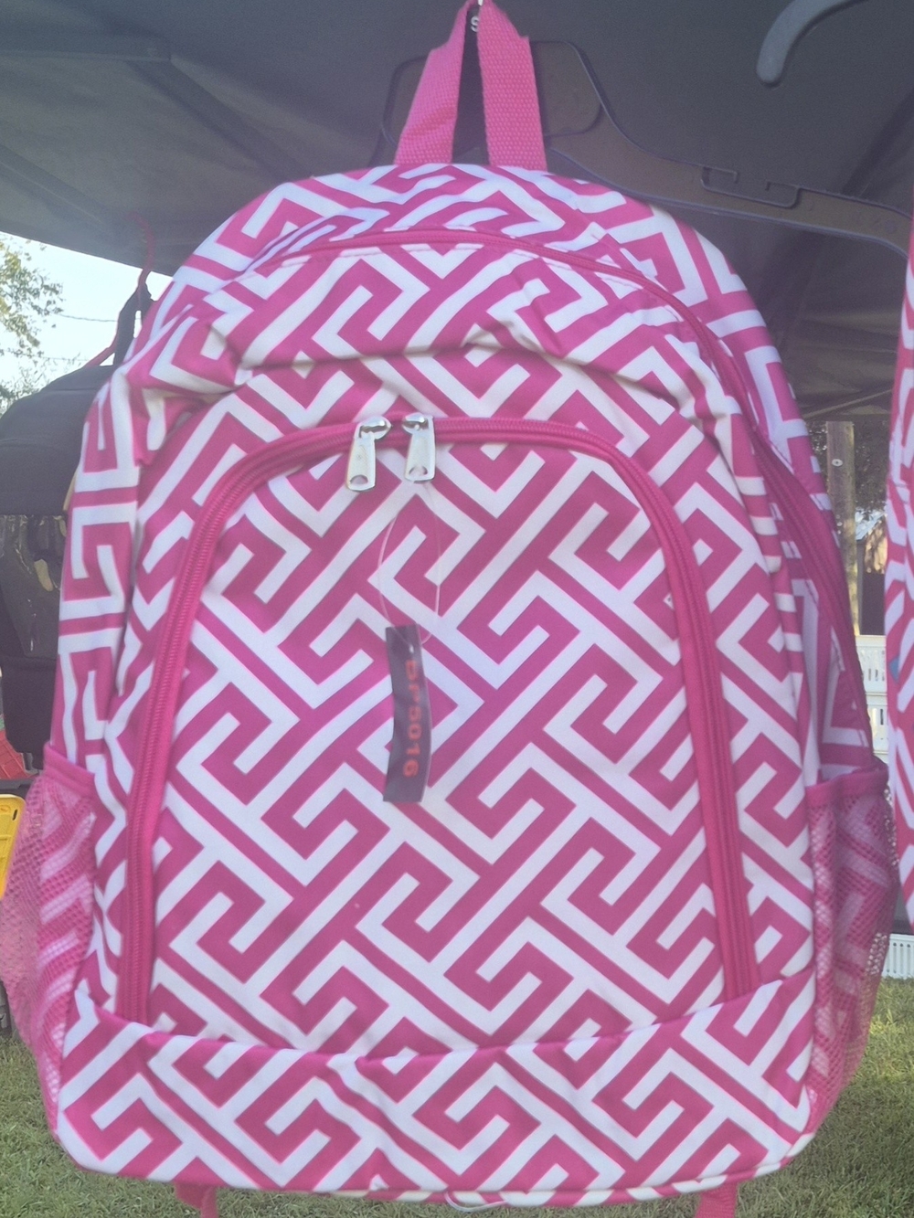 Pink Geometric Backpack